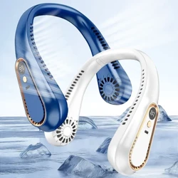 Sommar Ny Bärbar Mini Hängande Halsfläkt Bladlös Nackbandsfläkt Digital Display Power Luftkylare USB Uppladdningsbara elektriska fläktar