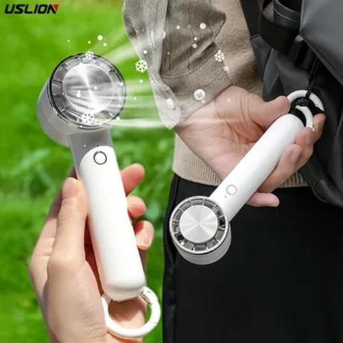 USLION Tragbarer elektrischer Ventilator, Halbleiterkühlung, Handventilator, 2000 mAh, über USB wiederaufladbarer Kühlventilator, Luftkühler für draußen