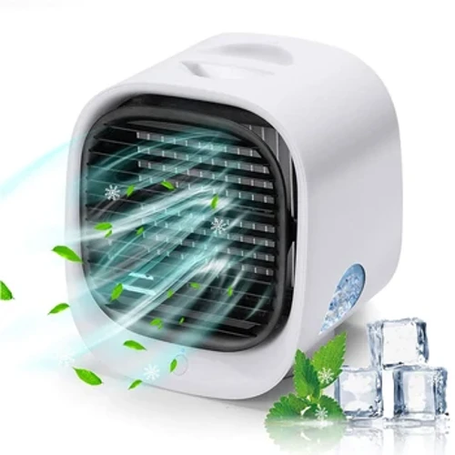 Tragbarer Mini-Luftkühler für den Schreibtisch, über USB wiederaufladbar, 300 ml Wassertank, LED-Licht, Kühlluftventilator, Klimaanlage