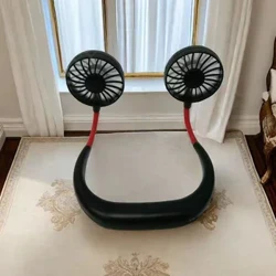 Esku libreko lepoko banda Esku libreko zintzilik USB kargagarria haizagailu bikoitza Mini aire hozgailua Udako eramangarria 360 graduko biraketa nahierara