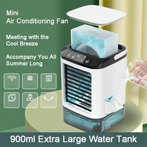 Desktop Aircondition Bærbar blæser Dual Spray Ultrasonic Atomization 3-Speed ​​Mute Air Cooler Natlys Elektrisk blæser til hjemmet