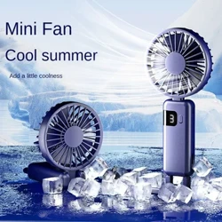 Mini ventilatore portatile USB Display digitale ventilatore Ventilatore portatile pieghevole appeso al collo Ventilatore elettrico ricaricabile a 5 velocità Dispositivo di raffreddamento dell'aria