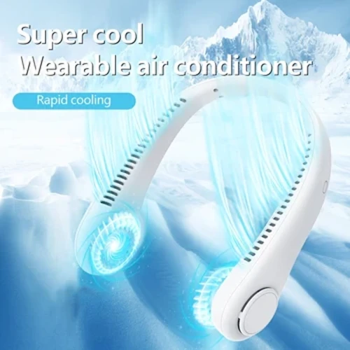 2024 1200mAh I-Mini Neck Entsha Ekhwezwe Ifeni Ephathekayo Engena-Bladeless Eshajwa I-Air Cooler 3 Speed ​​​​Mini Summer Sports Fan Outdoor