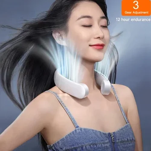 I-Mini Neck Fan Entsha Ephathekayo Engena-Bladeless Hanging Neck engu-1200mAh Abalandeli Bezemidlalo Basehlobo Abashajwa kabusha I-Air Cooler 3 Speed ​​​​Mini Mini