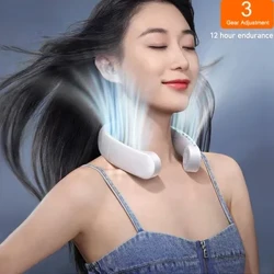 Yangi Mini Bo'yin Fan Portativ Pichoqsiz osilgan bo'yin 1200mAh qayta zaryadlanuvchi havo sovutgichi 3 Tezlik Mini Yozgi Sport muxlislari