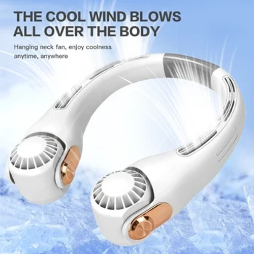 Nieuwe draagbare mini hangende nekventilator met bladloze nekriemventilator in hoek verstelbare luchtkoeler USB-oplaadventilator Hangende nekventilator