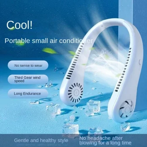 1 Quạt Pin Dài Tuổi Thọ Mới Mini Cổ Di Động Không Cánh Treo Cổ Sạc Máy Làm Mát Không Khí Mini 3 Tốc Độ mùa Hè Thể Thao Quạt