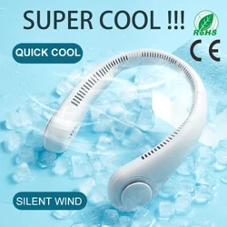 Mini ventilador recargable portátil vendedor caliente del cuello del Usb 2400Mah con la fan usable plegable sin cuchilla ajustable
