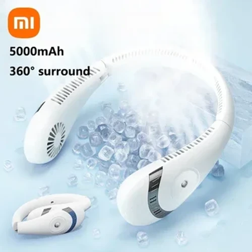 XIAOMI 2023 Göçme asma boýun boýun fanaty Eplenip bilýän tomus howa sowadyjy 5000mAh USB zarýad berilýän pyçaksyz sessiz boýun boýun fanaty