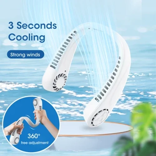 Tragbarer, flügelloser, zum Aufhängen am Hals, Luftkühlung, wiederaufladbarer, tragbarer Kopf, USB-Mini-Ventilator, Reisen, Outdoor-Sport, Laufventilatoren