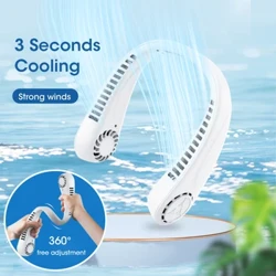 Draagbare bladloze hangende nekventilator Luchtkoeling Oplaadbare draagbare hoofd USB-miniventilator Reizende buitensport Hardloopventilatoren