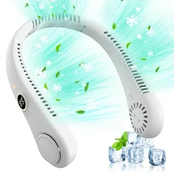Mini Portable Hanging Neck Fan Digital Display Klappbar Summer Air Cooling 5 Speed ​​USB Nofëllbar Bladeless Mute Neckband Fans