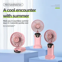 Handheld Mini Fan Foldable Portable Neck Hanging Fan 5 Speed ​​USB Rechargeable Fan na may Phone Stand at Display Screen