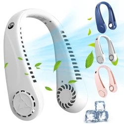Kipas Leher Portabel Mini LED Tampilan Digital Bladeless Fan 1200mAh USB Isi Ulang Hands Free Cooling Fan dengan 5 Kecepatan Angin