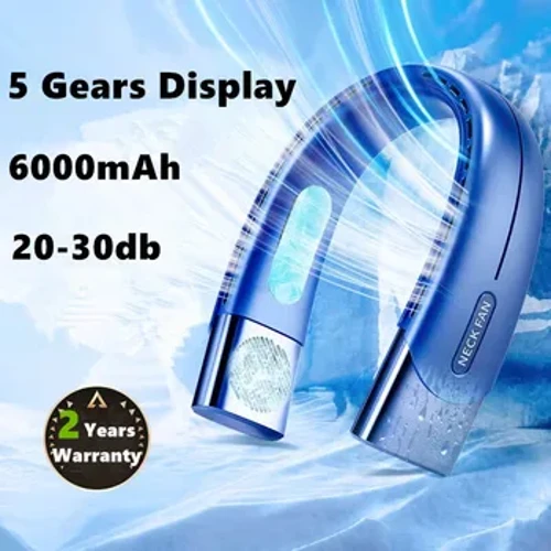 Yangi portativ bo'yinli fan sovutgichi 6000mah qayta zaryadlanuvchi mini elektr fan Kichik bo'yinli sovutish ventilyatori pichoqsiz mini tashqi fan