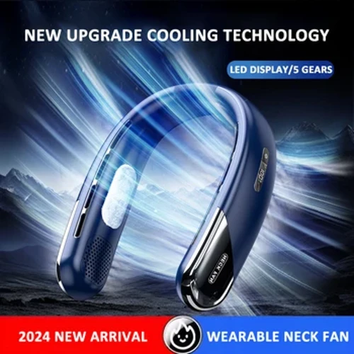 2024 yangi bo'yinli fan Portativ ventilyator taqiladigan fan sovutish ventilyatori Pichoqsiz bo'yin ventilyatori Ochiq havo uchun portativ konditsioner qayta zaryadlanuvchi fan