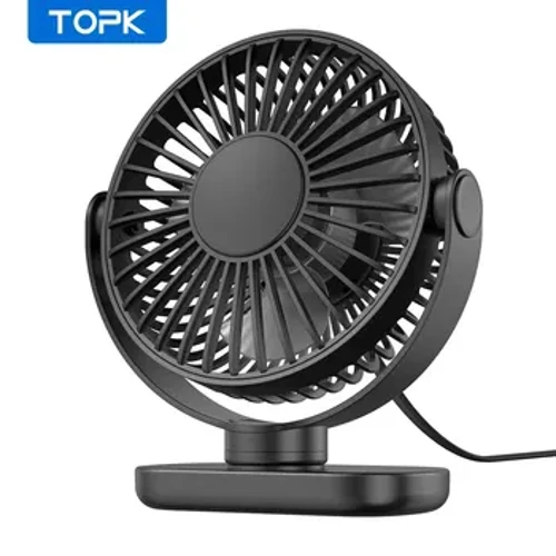 TOPK Mini Portable Fan, USB Desk Electric Fan Table for Camping, 360°Rotation 3 Speeds Small Standing Fans for Room Home Office