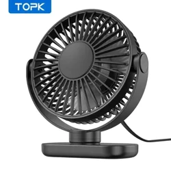 TOPK Mini Portable Fan, USB Desk Electric Fan Table para sa Camping, 360°Rotation 3 Speeds Small Standing Fan para sa Room Home Office