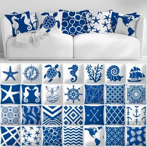 Dekoratívne hádzanie vankúše modré geometrie vankúš vankúš 45x45 Velvet vankúšový morský vankúš