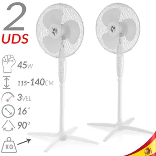 2 chiếc Quạt đứng công nghiệp 3 tốc độ 45W 16 inch Dao động chắc chắn BASE X Chiều cao có thể điều chỉnh độ sáng Hỗ trợ mạnh mẽ Lưới tản nhiệt bảo vệ dao động 90 °