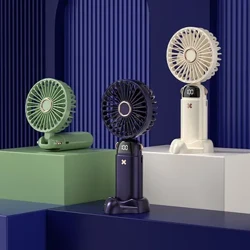 Bagong Handheld Mini Fan Foldable Portable Neck Hanging Small Fan 5 Speed ​​USB Rechargeable Fan na may Phone Stand at Display Screen