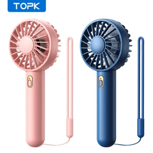 TOPK 1800mAh dobíjecí mini přenosný USB ventilátor [3–9 pracovních hodin] Osobní stolní ventilátor do ruky Roztomilý design Stojací ventilátory do místnosti