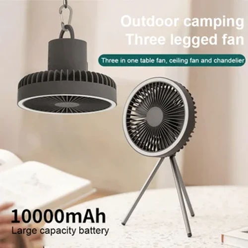 Led Light Stativ Stand Desktop Fan Portable Camping Fan Nofëllbar Multifunctional Mini Fan USB Outdoor Camping Ceiling Fan