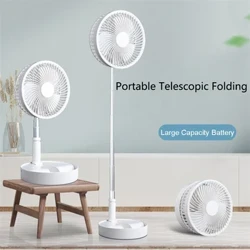 Pepa Paʻa USB Rechargeable Folding Telescopic Floor Standing Fan Mini Powerful Fans no ka Home Outdoor Camping Air Conditioner