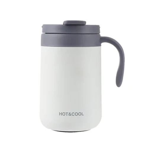 500 ML Ganda Stainless Steel Thermal Kopi Mug dengan Pegangan Termos Flask Perjalanan Kantor Cangkir Teh dengan Tutup Botol Air Minum