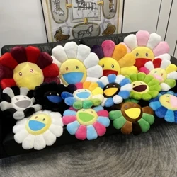 Pernă umplută cu floarea-soarelui creativă Pernă de pluș cu flori Zâmbet drăguț Curcubeu pernă decorativă floarea soarelui Pernă de pluș pentru spate de birou