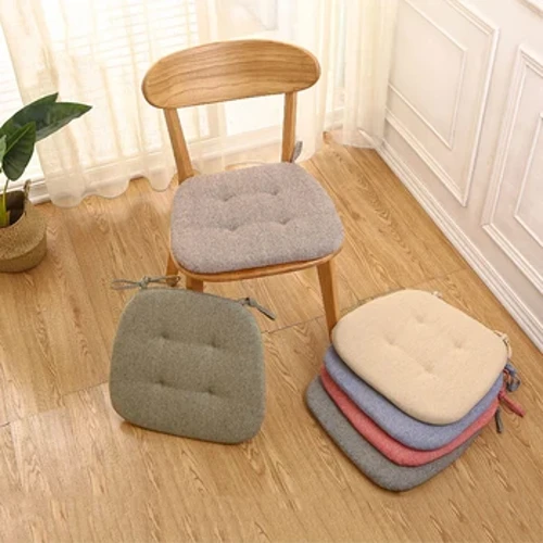 Summer Dining Chair Cushion Thickened Cotton Linen Breathable Cushion Student Horseshoe-shaped Chair Cushion Home Supplies