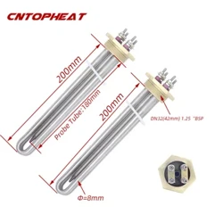 12 V/24 V/36 V/48 V DC Elemen Pemanas dengan 1 1/4 "BSP DN32 Tembaga Flange Pemanas Air Tenaga Surya Elemen Pemanas dengan 8 Mm Thermowell