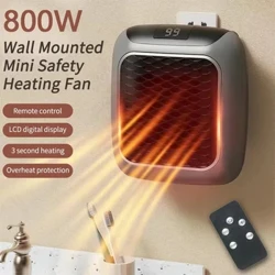 Gwresogydd Mini 800W ar gyfer Cefnogwyr Gwresogi Ystafell Ymolchi Bach Cartref Gwresogydd Trydan Ceramig PTC wedi'i osod ar y wal gyda chartref rheoli o bell
