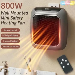 Gwresogydd Mini 800W ar gyfer Cefnogwyr Gwresogi Ystafell Ymolchi Bach Cartref Gwresogydd Trydan Ceramig PTC wedi'i osod ar y wal gyda chartref rheoli o bell