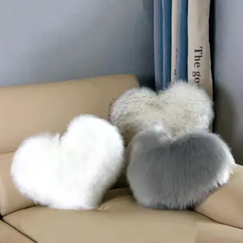 Taflwch Pillow Fuzzy Hir Ffwr Ffwr Cariad Siâp Calon Soffa blewog Addurn Ystafell Wely Clustog Cefn meingefnol Cyflenwadau Cartref