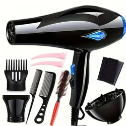 Bộ Máy Sấy Tóc Chuyên Nghiệp, Máy Sấy Động Cơ DC Sấy Nhanh Với 2 Tốc Độ, 3 Nhiệt, Có Bộ Khuếch Tán, Vòi Phun, Lược Tập Trung Cho Gia Đình