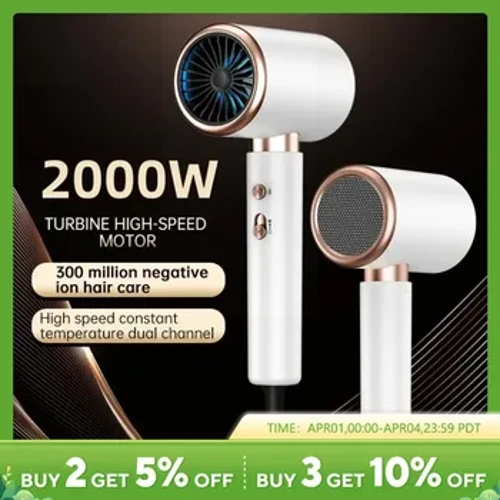 I-Hair Dryer, i-High-Speed ​​Electric Turbine Airflow, Umsindo Ophansi, Ithempelesha Elingashintshi kanye Nokoma Ngokushesha, Ifanele Amasaluni Asekhaya.