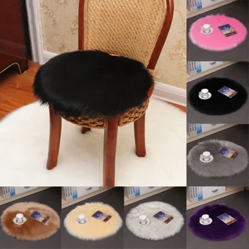 Lông Thú Giả Ghế Đệm Miếng Lót Lông Tơ Sang Trọng Đệm Tròn Ghế Sofa Ghế Đệm Phòng Khách Phòng Ngủ Thảm trang Trí Nhà