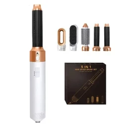 Asciugacapelli 5 in 1 Pettine ad aria calda Bigodini con diffusore Asciugacapelli elettrico Spazzola ad aria calda multifunzionale completa professionale
