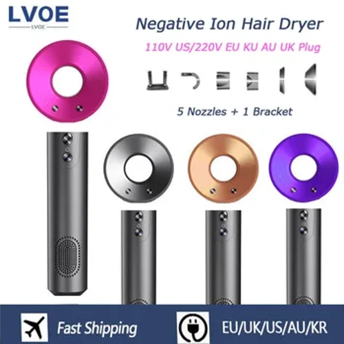 Sèche-cheveux professionnel à Anion, haute vitesse, 110000 tr/min, 62 m/s, 1600W, séchage rapide en 2 minutes, soins capillaires, Lon négatif