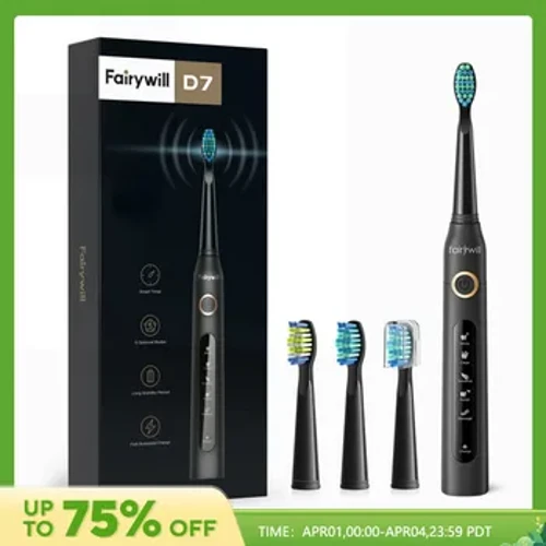 Fairywill Elektrikli Sonic Diş Fırçası USB Şarj FW-507 Şarj Edilebilir Su Geçirmez Elektronik Diş Fırçaları Yedek Kafaları Yetişkin