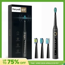 Fairywill Elektrikli Sonic Diş Fırçası USB Şarj FW-507 Şarj Edilebilir Su Geçirmez Elektronik Diş Fırçaları Yedek Kafaları Yetişkin