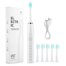 Smart Electric Toothbrush USB Rechargeable Teeth Clean Whitening Sonic Toothbrush Timing Tooth Brush With Replacement Heads