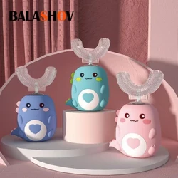 Trẻ Em Bàn Chải Đánh Răng Điện Hình Chữ U 360 Độ Thông Minh Hoạt Hình Trẻ Em Bàn Chải Đánh Răng Silicon Tự Động Sạc Sonic Bàn Chải Đánh Răng