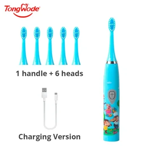 Kanner Sonic Elektresch Zännbürk Faarweg Cartoon Fir Kanner USB Nofëllbar Soft Automatesch Waasserdicht Mat Ersatzkopf