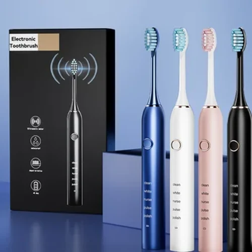 Sonic Elektrikli Yetişkin Diş Fırçası 4 Yedek Fırça Başlığıyla Şarj Edilebilir 5 Mod ve 3 Yoğunluk 2 Dakikalık Akıllı Zamanlayıcı