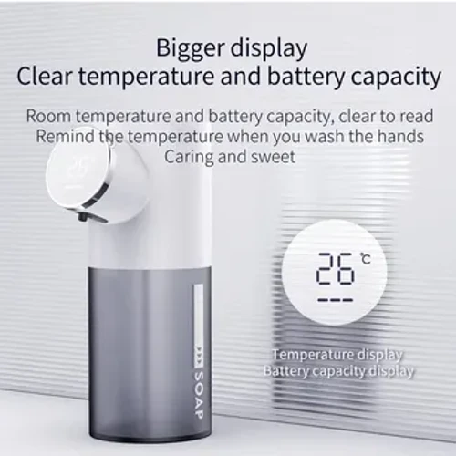 Dispensador de sabão doméstico com detecção de espuma, carregamento de celular, tela led, detecção automática, sem contato, lavagem das mãos