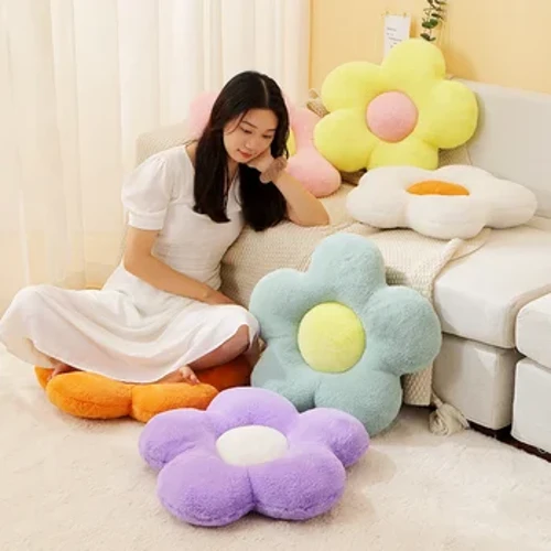 Clustog Soffa Blodau Daisy Bach Clustog Cadair Swyddfa Cushion Plush Toy Doll Gobennydd Blodau'r Haul