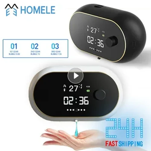 Automatisk tvålautomat Handtvätt Bärbar sensor Väggmonterad USB-laddning Beröringsfri Smart Sanitizer För kök Badrum