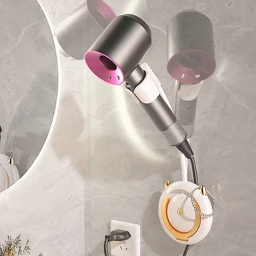 Väggmonterad Lazy-hårtorkfäste, handsfree luftfläktställ, ingen stansning, badrum